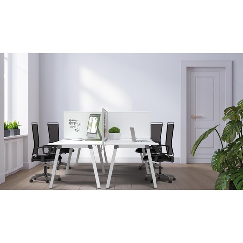 Tischtrennwand Whiteboard weiß+Filz grün 80x50cm Magnetoplan 1108005 mit 2 Vario-Tischklemmen Produktbild Additional View 1 L
