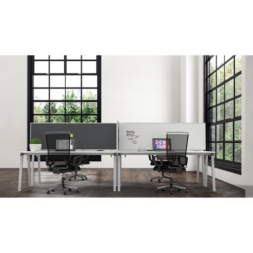 Tischtrennwand Whiteboard weiß+Filz rot 160x50cm Magnetoplan 1116006 mit 2 Vario-Tischklemmen Produktbild Additional View 1 L