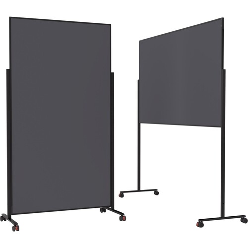 Moderationswand Design VarioPin mobil 180x100cm grau Rahmen schwarz Magnetopl. filzbespannt 1181201 Produktbild Front View L
