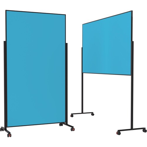 Moderationswand Design VarioPin mobil 180x100cm türkis Rahmen schwarz Magnet. filzbespannt 1181204 Produktbild Front View L