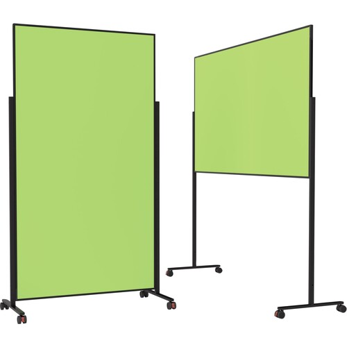 Moderationswand Design VarioPin mobil 180x100cm grün Rahmen schwarz Magnetopl. filzbespannt 1181205 Produktbild Front View L