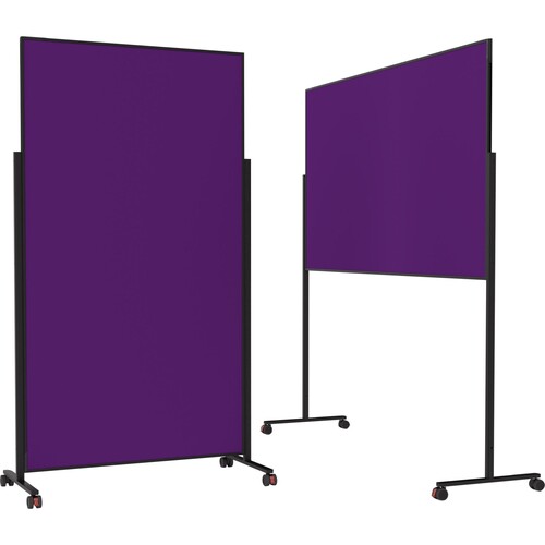 Moderationswand Design VarioPin mobil 180x100cm lila Rahmen schwarz Magnetopl. filzbespannt 1181211 Produktbild Front View L