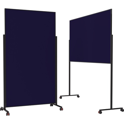 Moderationswand Design VarioPin mobil 180x100cm dunkelblau Rahmen schwarz filzbespannt Magnetoplan 1181214 Produktbild Front View L