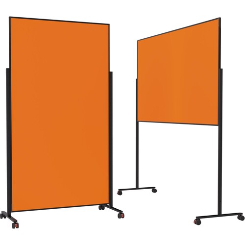 Moderationswand Design VarioPin mobil 180x100cm orange Rahmen schwarz Magnet. filzbespannt 1181244 Produktbild Front View L