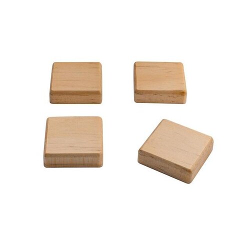 Neodym Holz-Magnet quadratisch 3,3x3,3cm Pinienholz Sigel BA211 (PACK=4 STÜCK) Produktbild Front View L