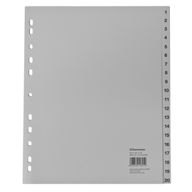 Soennecken Register 2134 DIN A4 1-20 volle Höhe Überbreite PP grau Produktbild