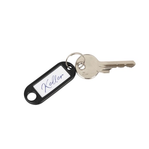 Schlüsselanhänger mit Ring und auswech- selbaren Etiketten 52x21x3mm schwarz Kunststoff Wedo 262.8018.01 (PACK=100 STÜCK) Produktbild Additional View 3 L