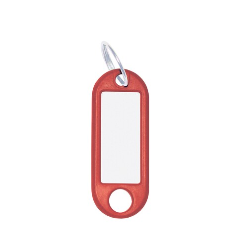 Schlüsselanhänger mit Ring und auswech- selbaren Etiketten 52x21x3mm rot Wedo Kunststoff 262.8018.02 (PACK=100 STÜCK) Produktbild