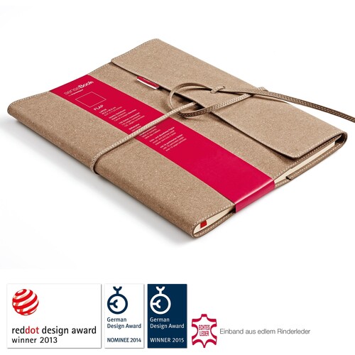 Notizbuch senseBook Flap by transoptype 20,5x28,5cm blanko mit Lederschnürung Lederfaserstoff 75010400 Produktbild Additional View 1 L