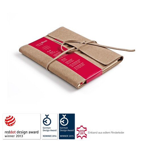 Notizbuch senseBook Flap by transoptype 14x21cm kariert mit Lederschnürung Lederfaserstoff 75010502 Produktbild Additional View 1 L