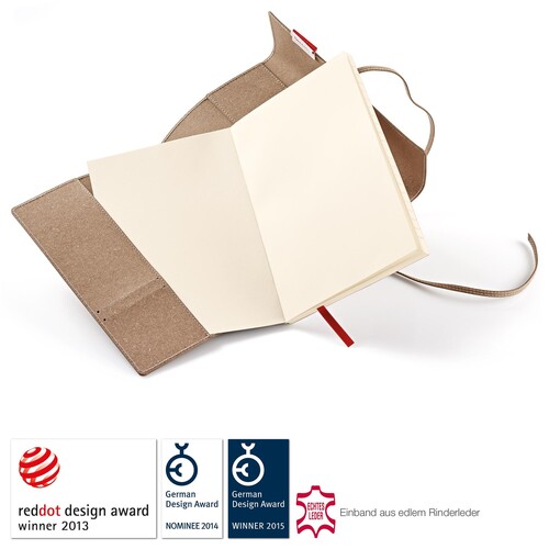 Notizbuch senseBook Flap by transoptype 14x21cm kariert mit Lederschnürung Lederfaserstoff 75010502 Produktbild Additional View 3 L