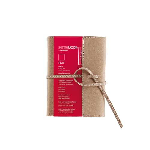 Notizbuch senseBook Flap by transoptype 9x14cm blanko mit Lederschnürung Lederfaserstoff 75010600 Produktbild