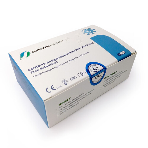 Corona Laientest Einzeltest / Nasal 5er Safecare Biotech CE1434 /  AT006/22 / MDH 02/2024 Produktbild Additional View 2 L