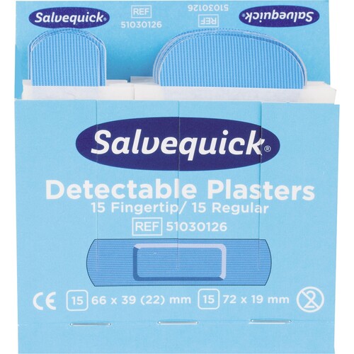 Salvequick Pflaster Fingerkuppe 1009736 detektierbar 35 St./Pack. (PACK=35 STÜCK) Produktbild Front View L