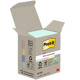 Post-it Haftnotiz Recycling Notes 51x38mm farbig sortiert 3M 653-1GB (PACK=6 STÜCK) Produktbild