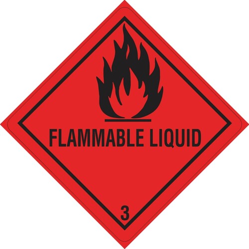 DR-Label Versandetikett DR653S1010 Kl.3 Flammable 100x100mm 500St. (PACK=500 STÜCK) Produktbild Front View L