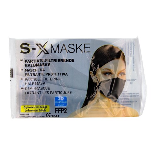 Mund- u. Nasenmaske FFP2/S-X MASKE schwarz CE2841 / EN149:2001+A1:2009 Produktbild Additional View 2 L