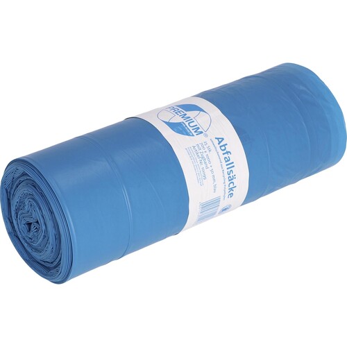 PREMIUM Müllbeutel 10099 Zugband LDPE 120L blau (PACK=25 STÜCK) Produktbild Front View L