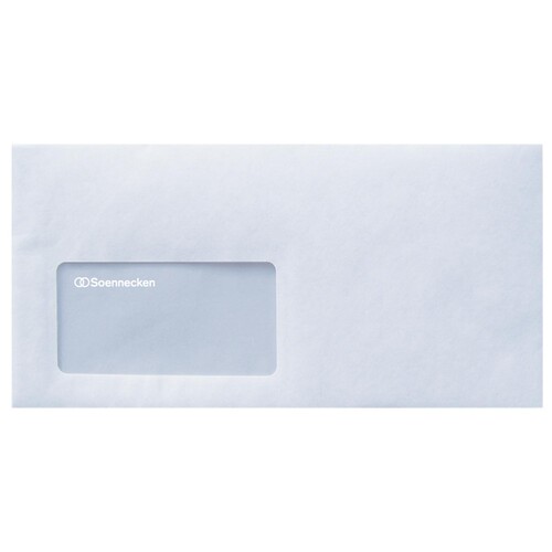 Briefumschlag mit Fenster DIN lang+ 125x235mm selbstklebend 75g weiß (PACK=25 STÜCK) Produktbild Front View L