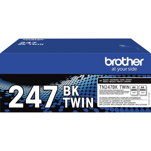 Toner TN-247BKT für DCP-L3510CDW schwarz 3000 S. 2 St.Brother TN247BKTWIN (PACK=2 STÜCK) Produktbild Front View L