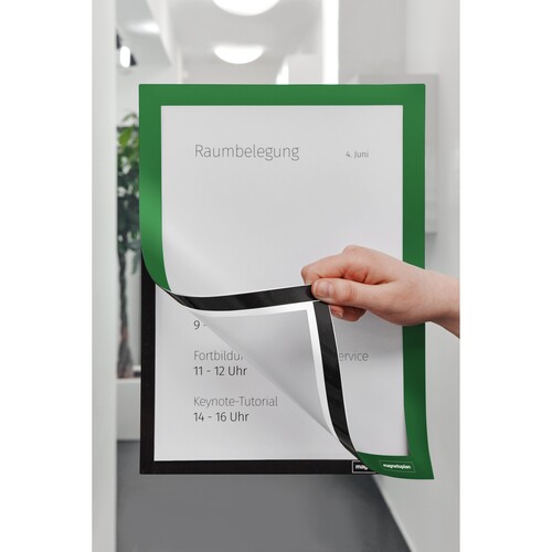Informationsrahmen magnetofix A4 grün/transparent selbstklebend Magnetoplan 1131905 (PACK=2 STÜCK) Produktbild Additional View 3 L