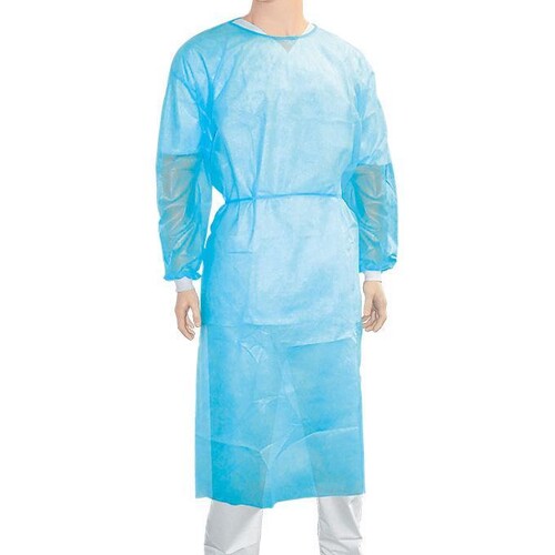 Vlies Infektionsschutzkittel mit Strickbündchen blau XL (PACK=10 STÜCK) Produktbild Front View L