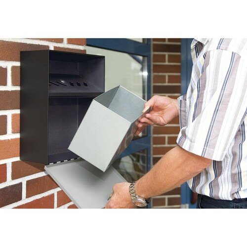 Wandaschenbecher mit Dach grau/schwarz 28x14x37,3cm Wedo 17038112 Produktbild Additional View 2 L