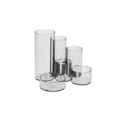 Stifteköcher tubo 6 Fächer glasklar Polystyrol BestStandard Produktbild Front View L