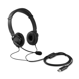 Headset Stereo mit Mikrofon und Laut- stärkenregeler USB-A Anschl. Kensington schwarz K33065WW Produktbild