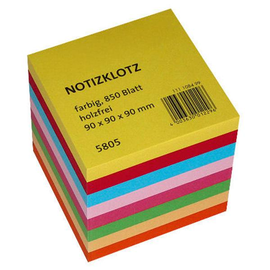 Zettelklotz geleimt 9x9x9cm 850Blatt 8-farbig Papier BestStandard Produktbild