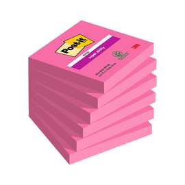 Haftnotizen Post-it Super Sticky Notes 6 Blöcke 76x76mm powerpink Papier 3M 654-6SS-PPNK (PACK=540 BLATT) Produktbild