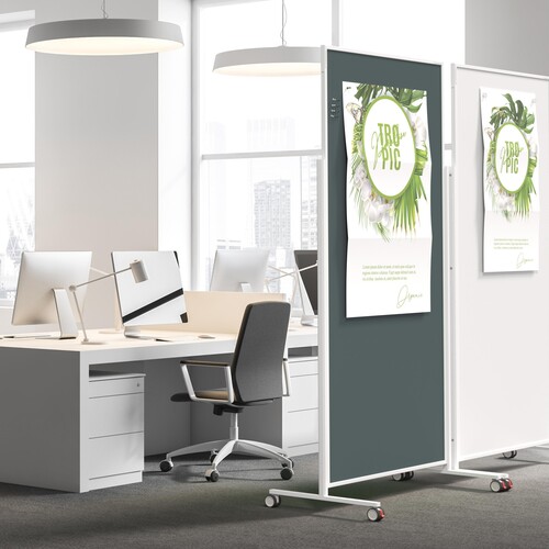 Whiteboard Desgin / Vario Pin Filz grau Rahmen weiß 180x100cm Magnetoplan 1181301 Produktbild Additional View 5 L