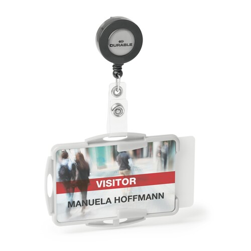 Kartenhalter ECO 57x87mm für 2 Karten mit Clip grau Durable 8989-10 (PACK=10 STÜCK) Produktbild Additional View 2 L