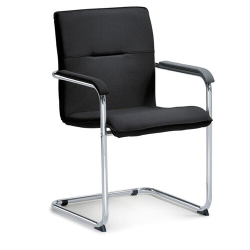 Besucherstuhl DELTA1 Gestell verchromt Farbe schwarz Deskin 30210902 Produktbild Front View L