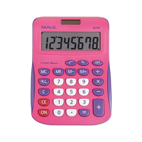 Tischrechner 8-stelliges Display MJ550 pink Solar-/Batteriebetrieb Maul 7263422 15,5x11x2,5cm Produktbild