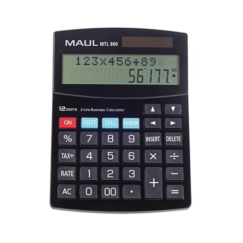 Tischrechner 12-stelliges Display MTL800 schwarz Solar-/Batteriebetrieb Maul 7269290 19x14x3cm Produktbild