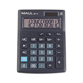 Tischrechner 12-stelliges Display MC12 schwarz Solar-/Batteriebetrieb Maul 7265890 13,7x10,3x3,1cm Produktbild