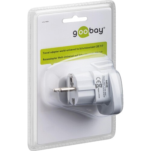 Goobay Reiseadapter 94026 Universal/Schutzkontakt CEE7/7 weiß Produktbild Additional View 1 L