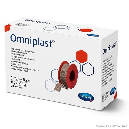 Omniplast Fixierpflaster 9,2 m x 1,25 cm (24 Stck.) (PACK=24 STÜCK) Produktbild Front View L