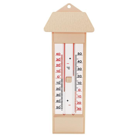 Maxima-Minima-Thermometer mit Drucktasten-Magnet und Dach quecksilberfrei Produktbild