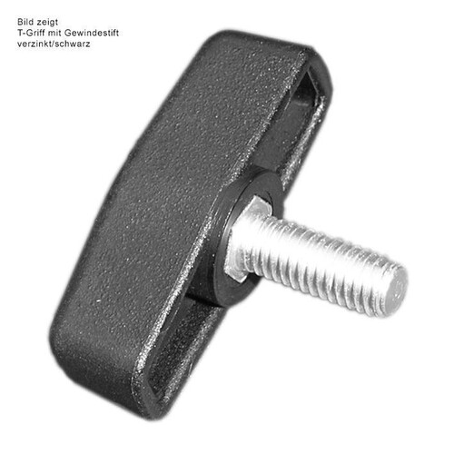 T-Griff mit Gewindestift M6, verzinkt/ultramarinblau Produktbild Front View L