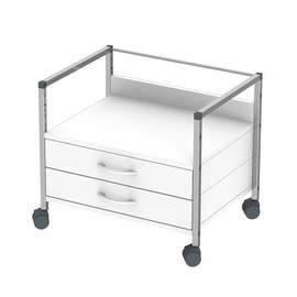 Variocar 60 Unterfahrwagen, 520 mm hoch, mit 2 Schubladen, weiß, mit tiefer gesetzter Ablageplatte Produktbild