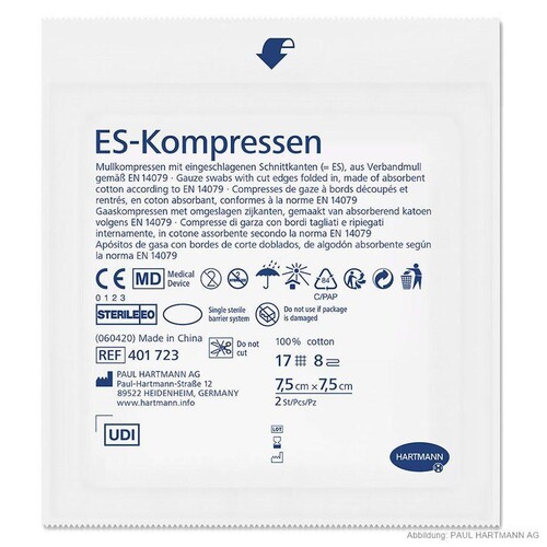 ES-Kompressen steril 8-fach 7,5 x 7,5 cm (25 x 2 Stck.) Produktbild Additional View 2 L