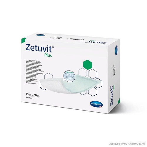 Zetuvit Plus Saugkompressen steril 15 x 20 cm (10 Stck.) (PACK=10 STÜCK) Produktbild Front View L