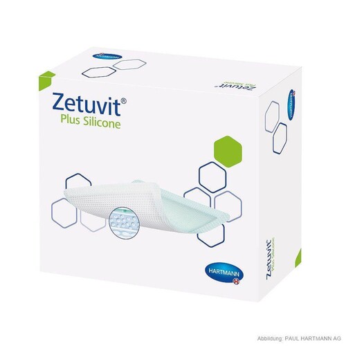 Zetuvit Plus Silicone Saugkompressen steril 8 x 8 cm (10 Stck.) (PACK=10 STÜCK) Produktbild Front View L