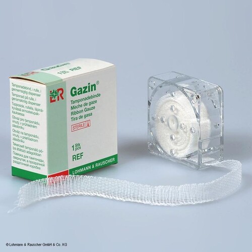 Gazin Tamponadebinde steril, 5 m x 1 cm Produktbild Front View L