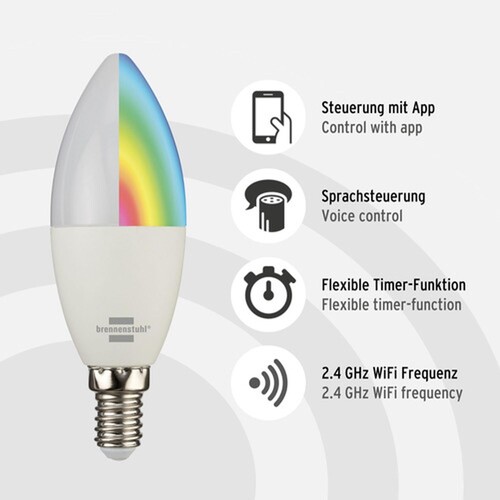brennenstuhl WiFi Glühbirne 1294870140 E14 Produktbild Additional View 2 L
