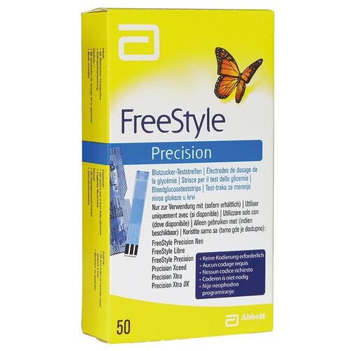 FreeStyle Precision Blutzuckerteststreifen (50 T.) Produktbild Front View L