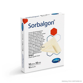 Sorbalgon Classic steril 10 x 10 cm, Calcium-Alginat-Kompressen (10 Stck.) (PACK=10 STÜCK) Produktbild