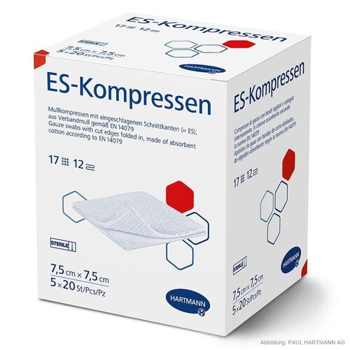 ES-Kompressen steril 12-fach 7,5 x 7,5 cm (5 x 20 Stck.) Produktbild